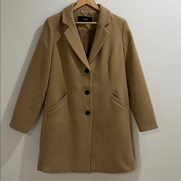 Vero Moda Women’s Coat XL Pea Coat Camel Tan Jacket Spring Fall Neutral *As Is - Picture 2 of 15